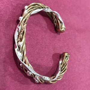 Silver, Brass, and Copper Artisan Cuff Bracelet